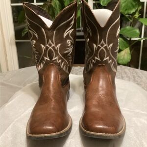 IUV Men’s Cowboy Boots Embroidered
Square Toe Pull-on Durable Dark Brown Size 14